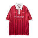 Classic Retro Nostalgic Jersey Short Sleeve Top Men's Summer Striped Letter Print Color Block Polo Collar T-Shirt