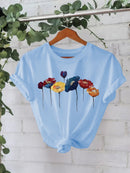 Cotton T-shirt with colorful flowers