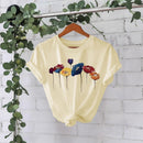 Cotton T-shirt with colorful flowers