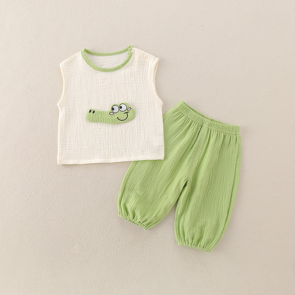 Baby Boy Vest Romper Cartoon Crocodile Outdoor Wear  Children's Clothing