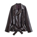 Street waist collection short leather windbreaker