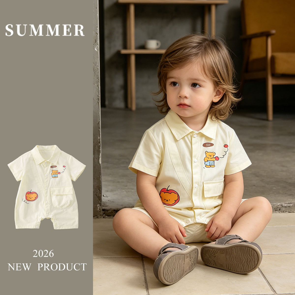 Clothing Baby  Thin Short Sleeve Baby Boy Romper Crawling Suit