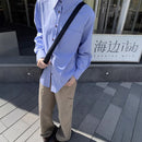 Bone-Structure White Shirt  Premium Fabric Loose Blue Stripe