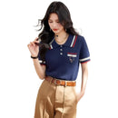 Style Polo Neck Short Sleeve Knit Top for Women, Summer Elegant Blouse, Premium and Unique Stylish T-Shirt