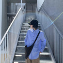 Bone-Structure White Shirt  Premium Fabric Loose Blue Stripe