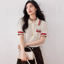 Style Polo Neck Short Sleeve Knit Top for Women, Summer Elegant Blouse, Premium and Unique Stylish T-Shirt