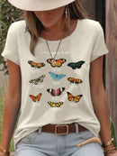 Cotton T-shirt butterfly short sleeved shirt