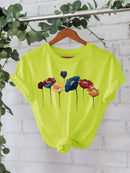 Cotton T-shirt with colorful flowers