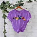 Cotton T-shirt with colorful flowers