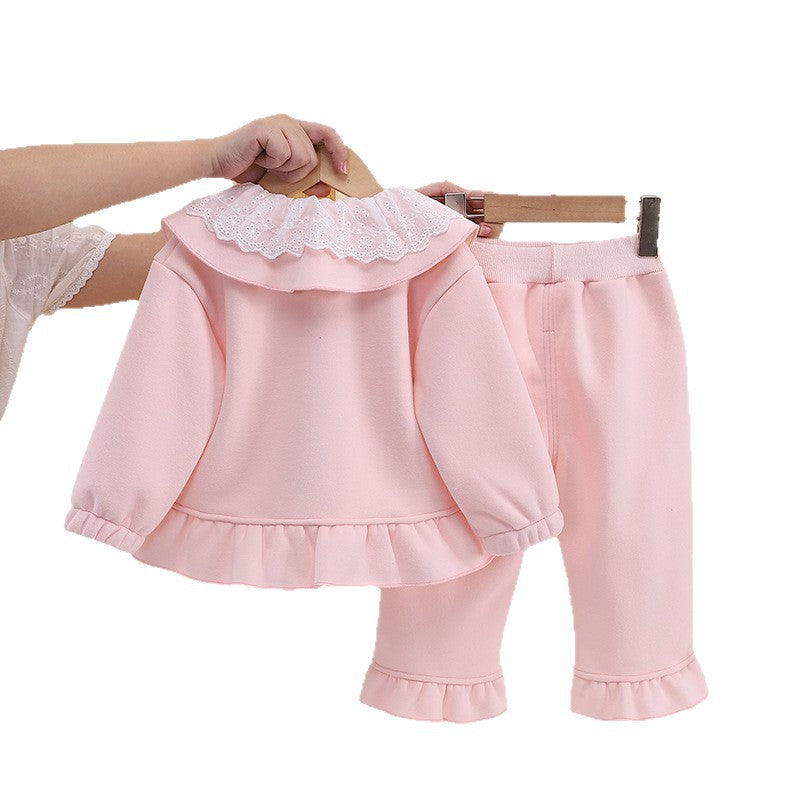 Baby girl winter warm two-piece children's clothing set