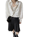 Bone-Structure White Shirt  Premium Fabric Loose Blue Stripe