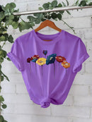 Cotton T-shirt with colorful flowers