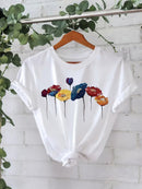 Cotton T-shirt with colorful flowers
