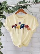 Cotton T-shirt with colorful flowers
