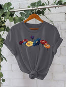 Cotton T-shirt with colorful flowers