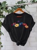 Cotton T-shirt with colorful flowers