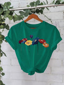 Cotton T-shirt with colorful flowers