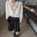 Bone-Structure White Shirt  Premium Fabric Loose Blue Stripe
