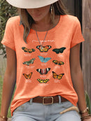 Cotton T-shirt butterfly short sleeved shirt